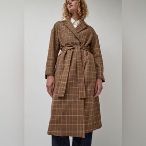 No.6 Ingrid Wrap Coat in Brown and Gold Glenn Plaid - sold out and NWT